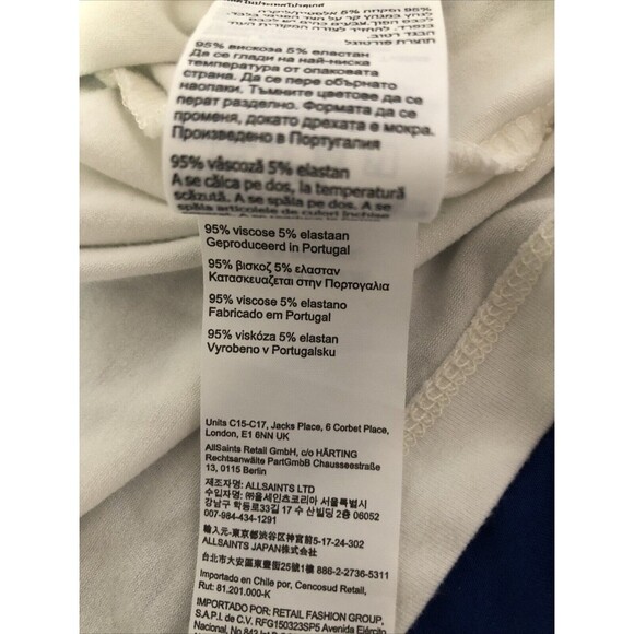 All Saints Womens Boxy White Top Ruched Shoulder Chic Short Sleeve Modern Sz 6 - Picture 8 of 8